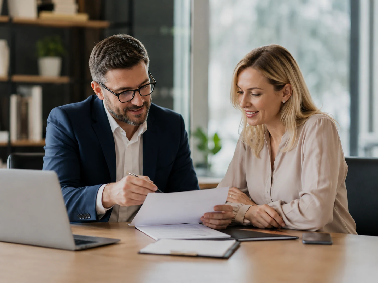 Advisor reviewing insurance documents with a client
